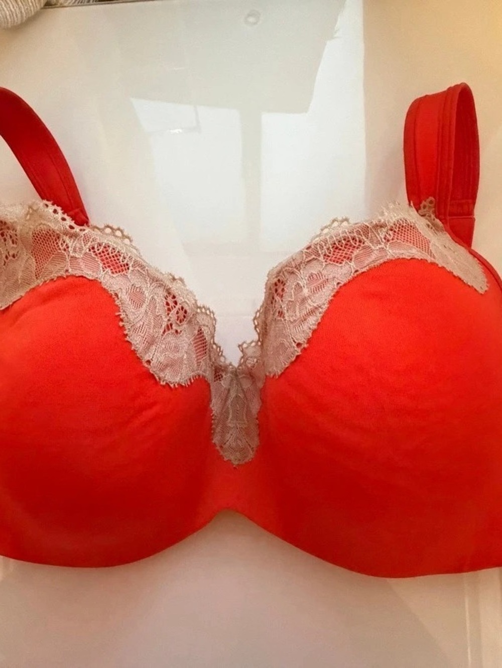 Lane Bryant Lingerie Lace Underwire Bra Orange/coral color 42DD